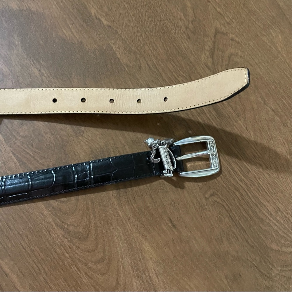 Brighton Black and Tan Belt with Silver Buckle